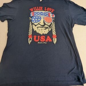 Willie Love USA Willie Nelson Country Hippie Tee Shirt Top Large